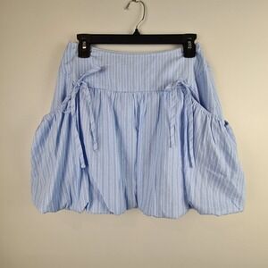 Riviera Stripe Apron Mini Skirt Medium Milkmaid Cottagecore Puff Style With Bows